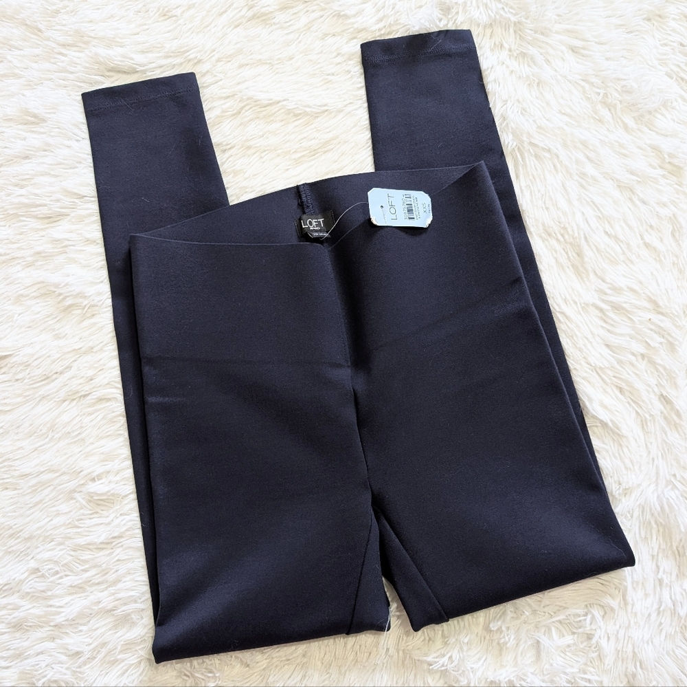 NWT Loft Navy Blue High Waisted Sliming Ponte Layering Leggings Size XXS Petite - Picture 2 of 11
